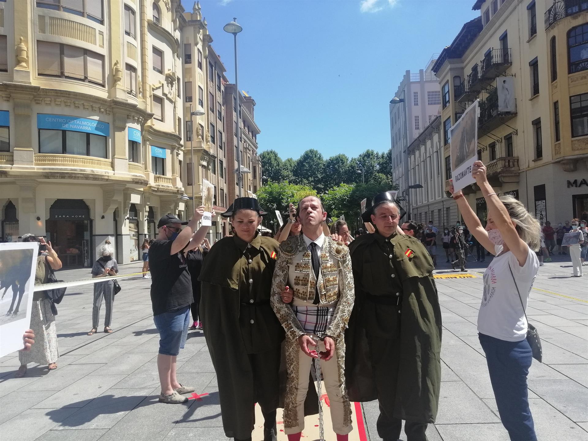 Acto contra la tauromaquia de Libertad Animal en Pamplona / Foto: EP