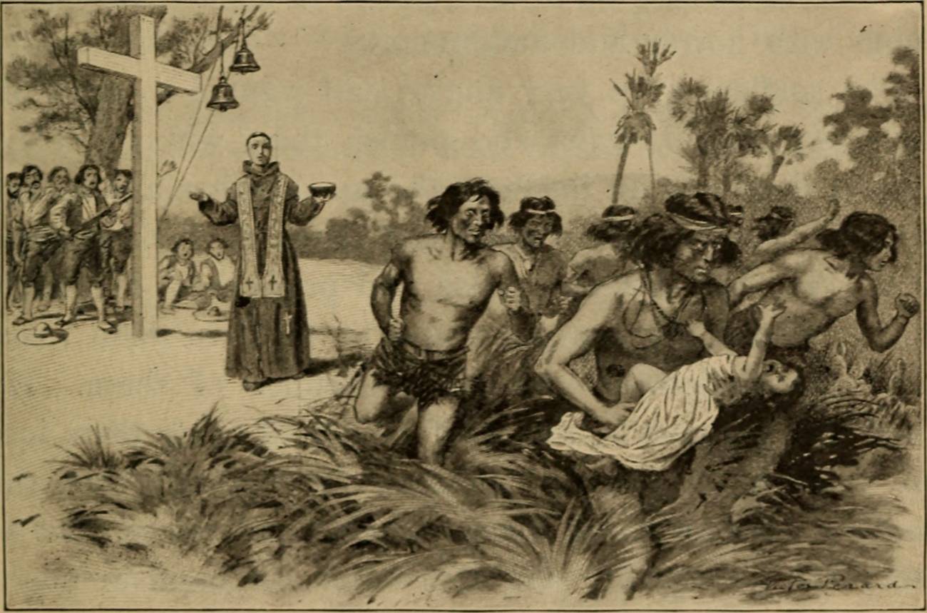 Ilustración del libro 'The Spanish in the Southwest (1903)', de Rosa V. Winterburn, donde se ilustra la Misión San Diego Alcalá fundada por el fraile Junípero Serra / Imagen: Wikipedia
