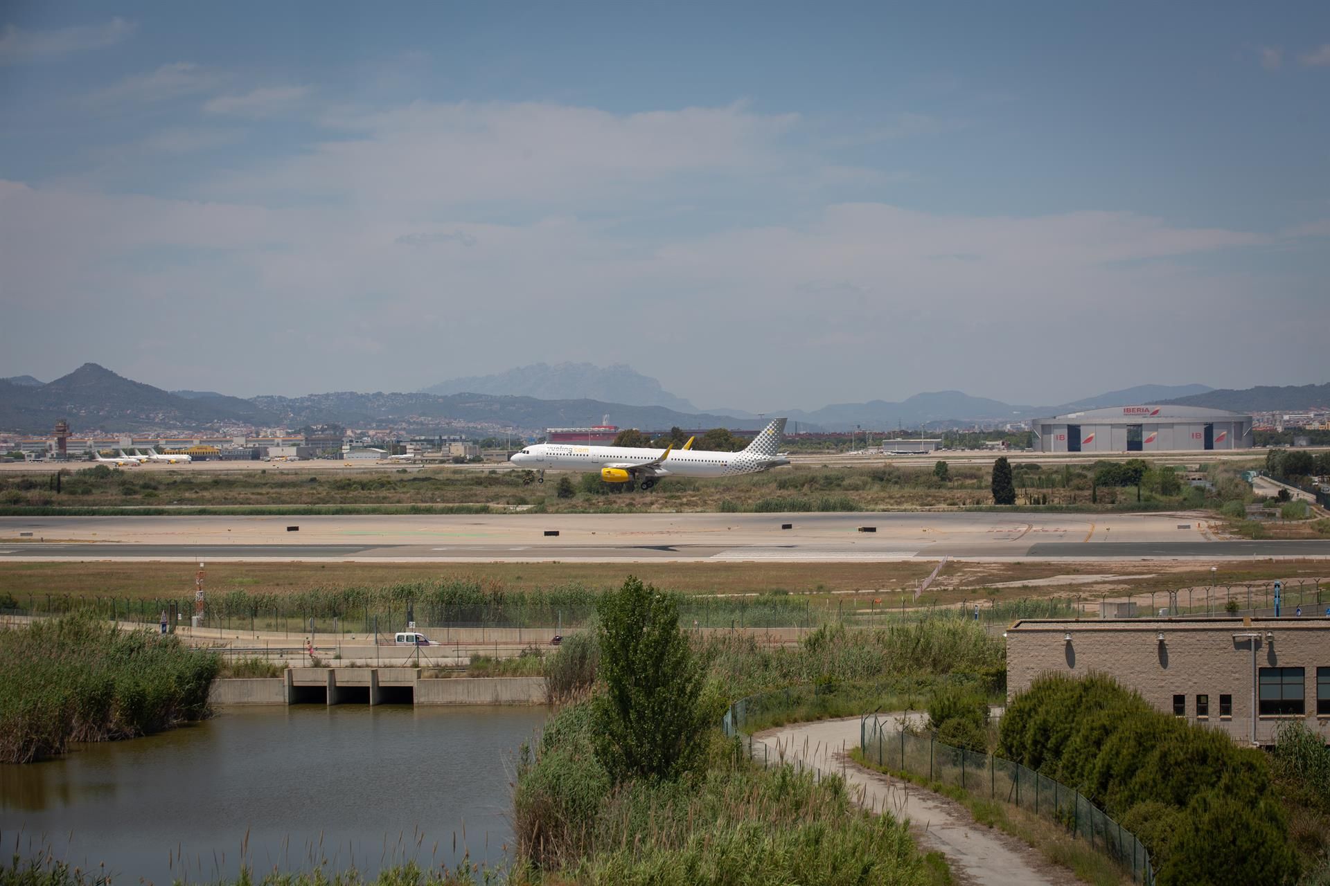 Un avión en el aeropuerto de Barcelona-El Prat, cerca del espacio protegido natural de La Ricarda / Foto: EP