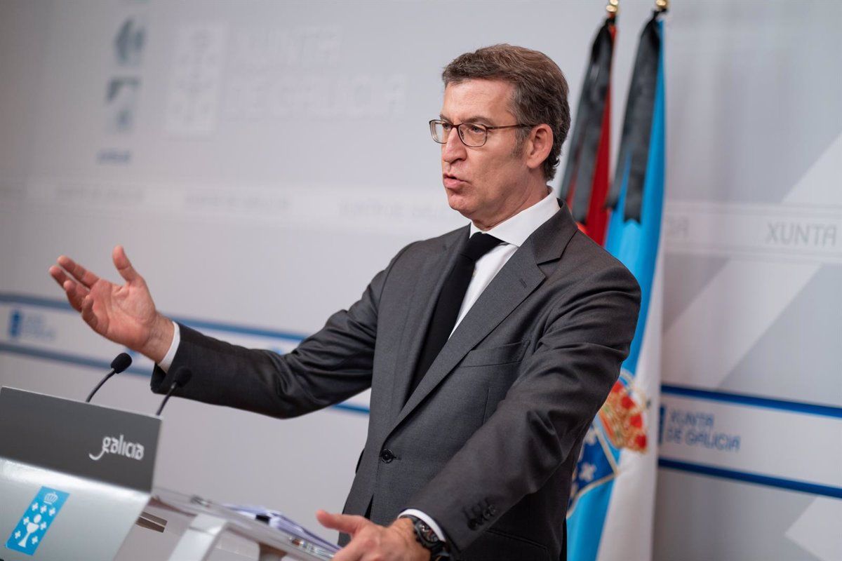 El presidente de la Xunta, Alberto Núñez Feijóo, en rueda de prensa / Foto: EP