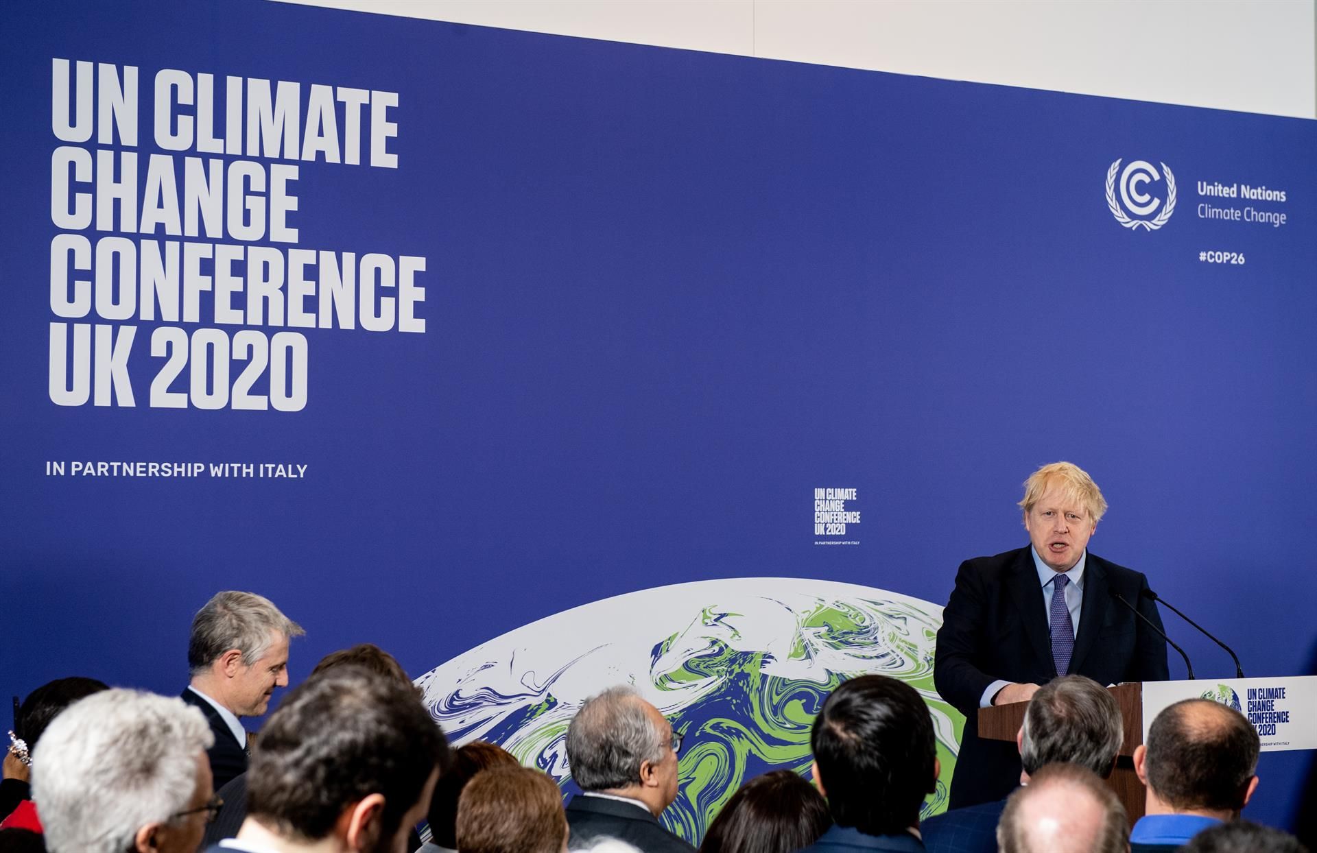 El primer ministro británico, Boris Johnson, en un acto de lanzamiento de la COP26 / Foto: EP