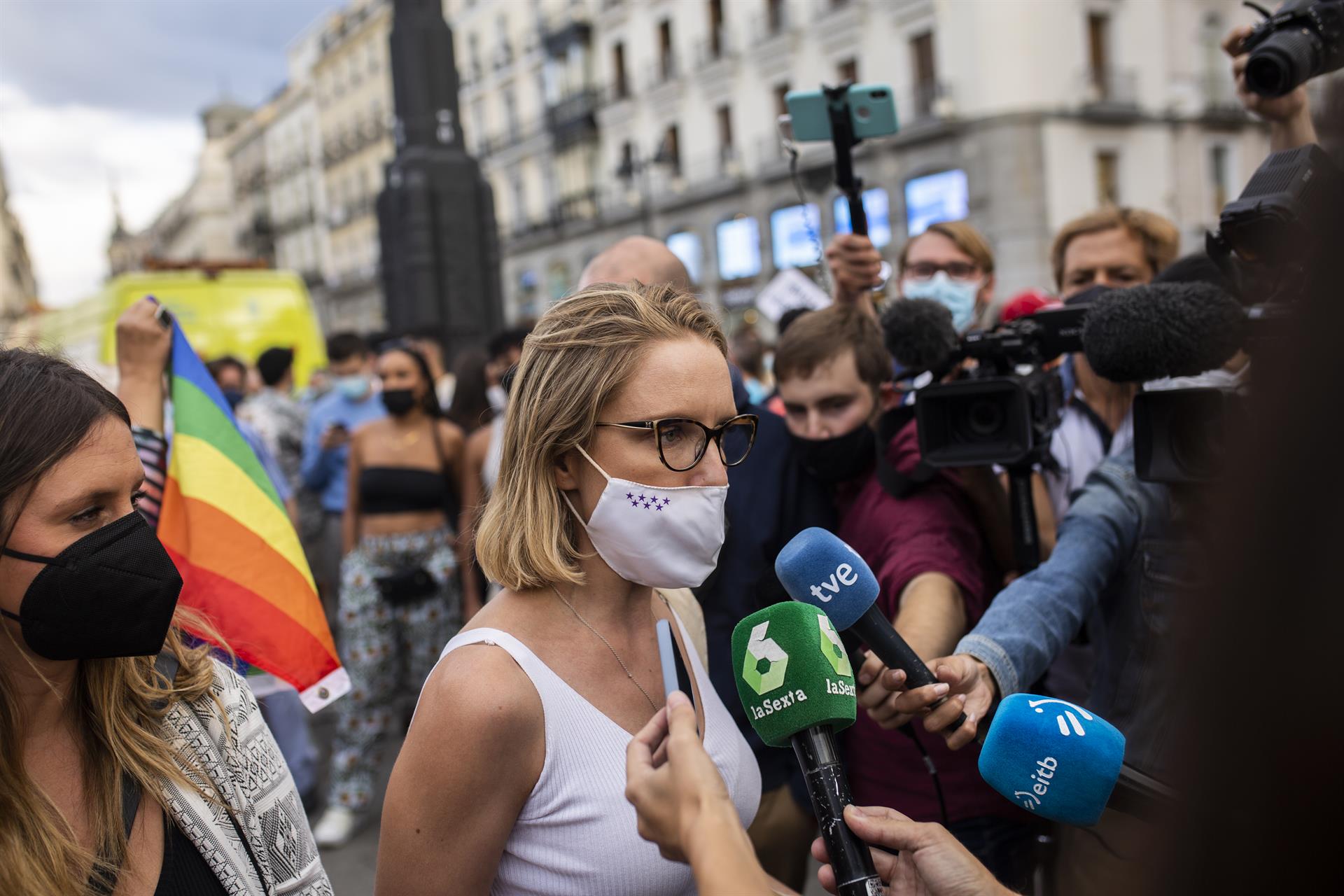 La portavoz de Unidas Podemos en la Asamblea de Madrid, Carolina Alonso, en relación a la ordenanza de Movilidad Sostenible de Almeida / Foto: EP