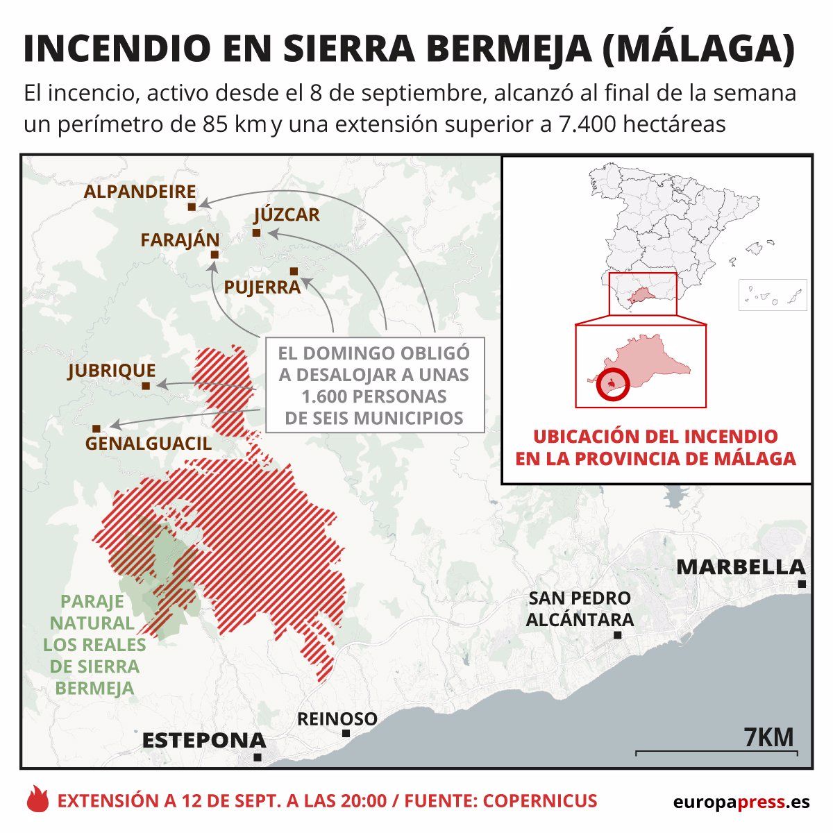 Incendio en Sierra Bermeja (Málaga) / Foto: Copernicus - EP