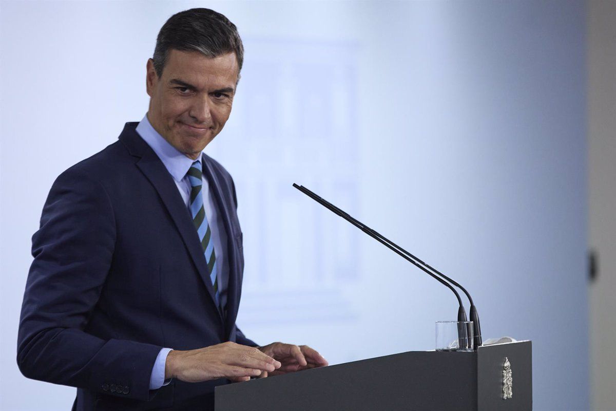 El presidente del Gobierno, Pedro Sánchez, en comparecencia en rueda de prensa en La Moncloa / Foto: J. Hellín - POOL - EP