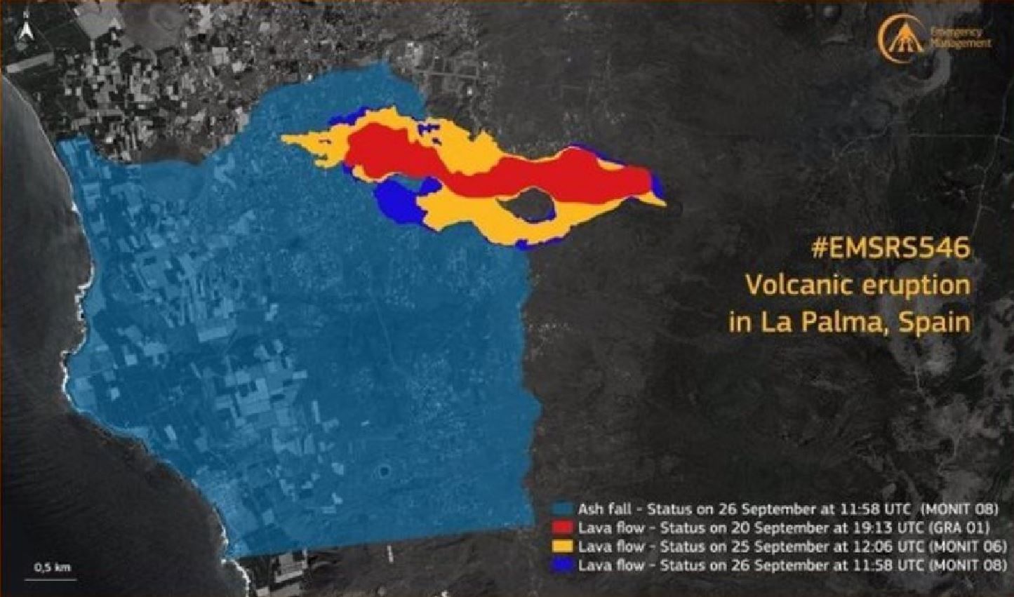 Muestreo de la lava en la erupción del volcán de La Palma / Imagen: COPÉRNICUS - EP Muestreo de la lava en la erupción del volcán de La Palma / Imagen: COPÉRNICUS - EP