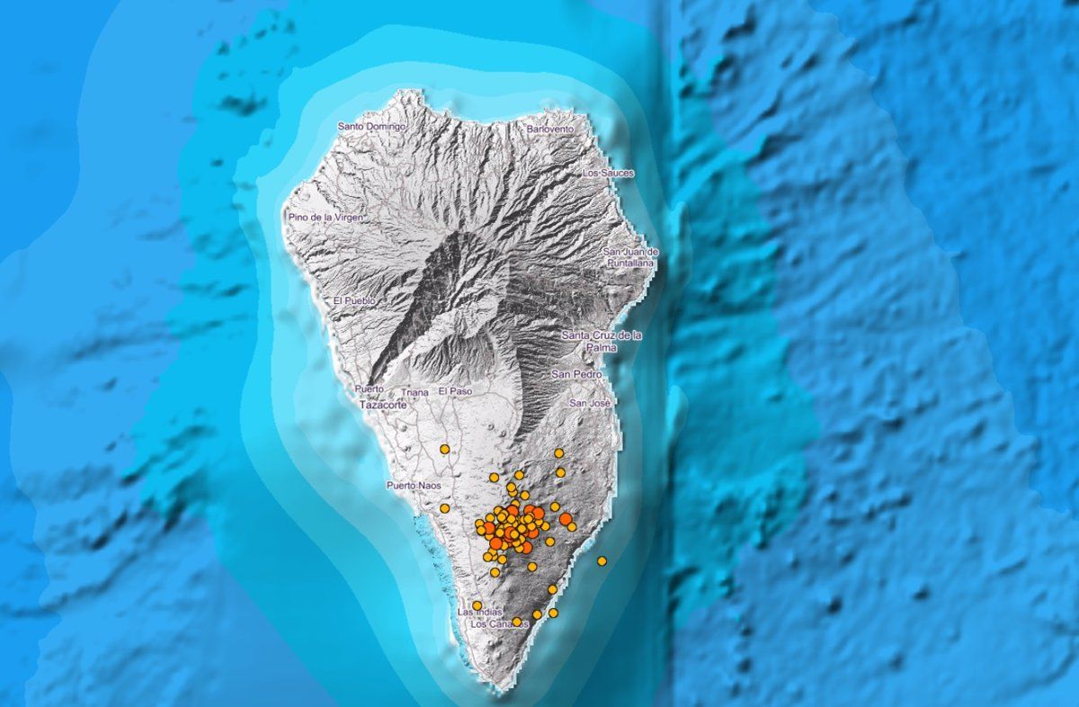 Imagen de la actividad sísmica en el sur de La Palma / Imagen: IGN - EP