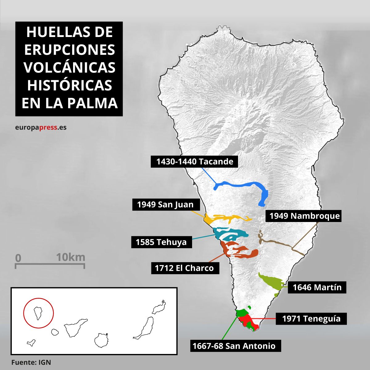 Huellas de erupciones volcánicas en La Palma / Images: EP