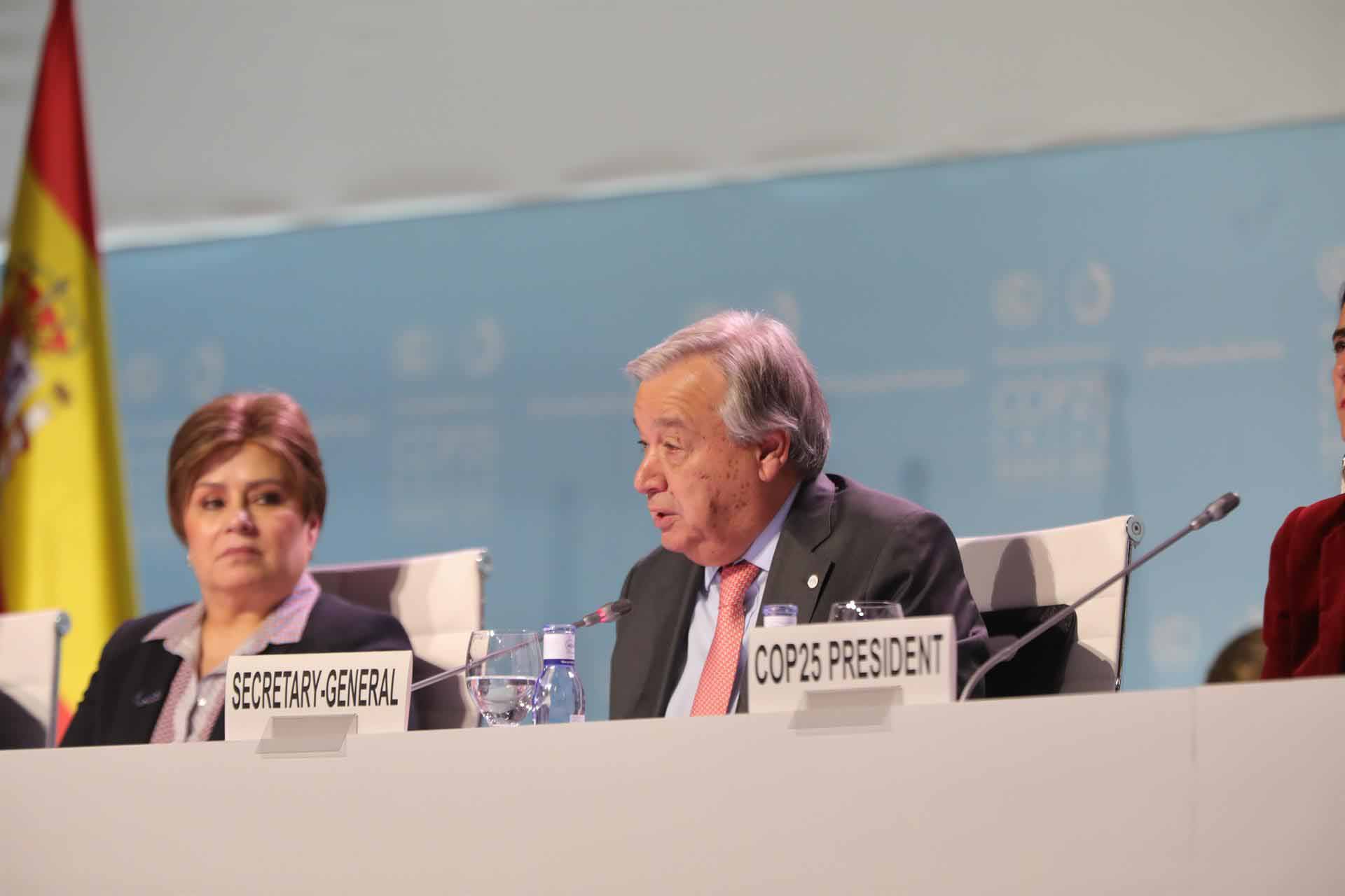 La secretaria ejecutiva de la Convención Marco de Naciones Unidas sobre el Cambio Climático (CMNUCC), Patricia Espinosa, y el secretario general de la Organización de las Naciones Unidas, Antonio Guterres / Foto: Jesús Hellín - EP