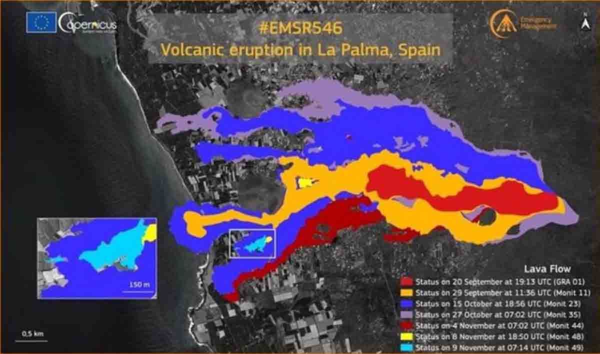 Erupción volcánica en La Palma a 9 de noviembre / Imagen: Copernicus