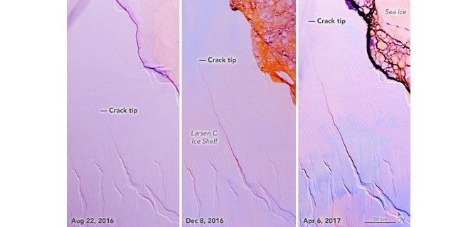 Larsen C captado desde el satélite Terra / Foto: NASA