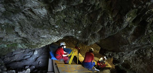 Investigadores excavando en el yacimiento del Mirador / Foto: Alfons Rodríguez