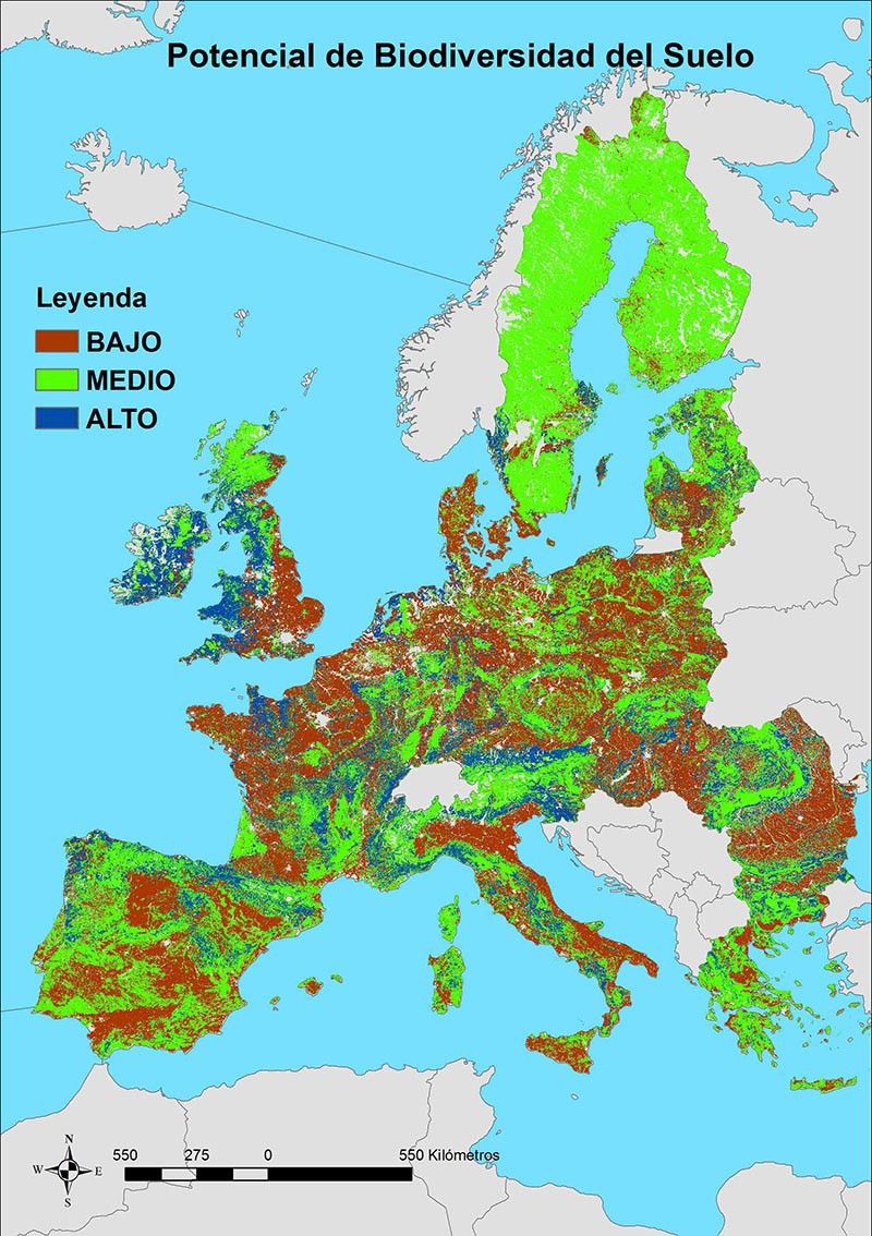 Primer mapa digital europeo sobre biodiversidad del suelo / Mapa: Fundación Descubre