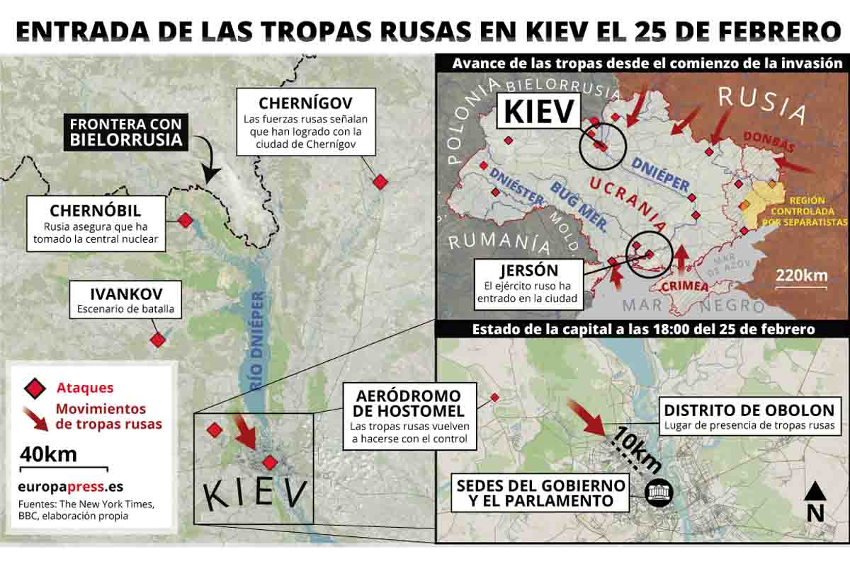 Entrada de las tropas rusas en Kiev el 25 de febrero / Foto: EP