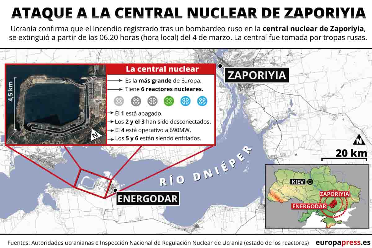 Ataque a la central nuclear de Zaporiyia / Imagen: EP