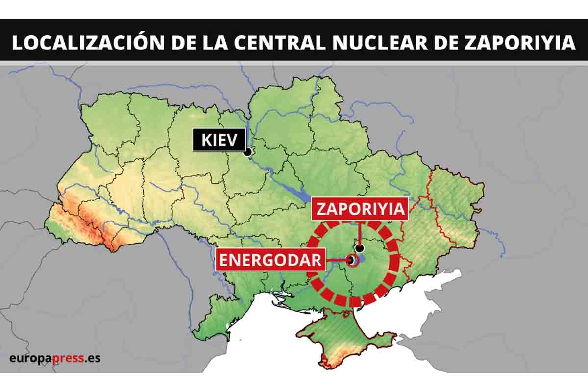 Localización de la central nuclear de Zaporiyia / Imagen: EP