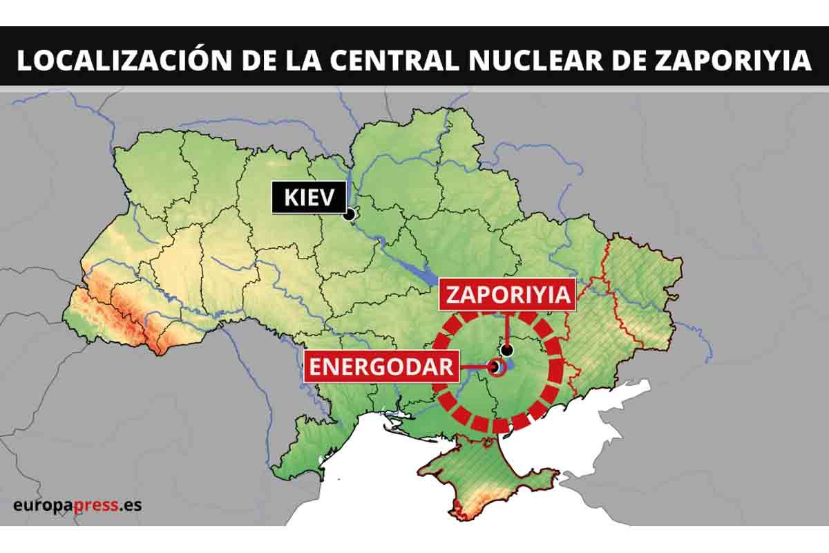 Localización de la central nuclear de Zaporiyia / Imagen: EP Localización de la central nuclear de Zaporiyia / Imagen: EP