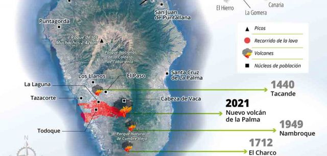Mapa de la erupción del volcán de La Palma / Imagen: EcoAvant.com