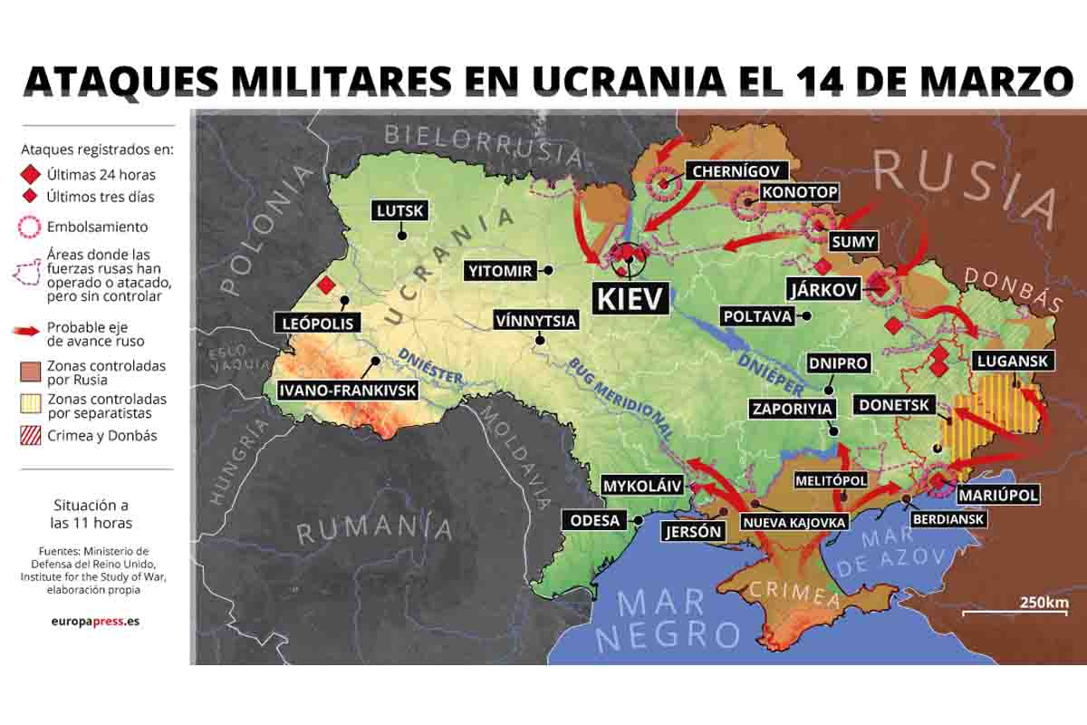 Ataques militares en Ucrania el 14 de marzo / Imagen: EP Ataques militares en Ucrania el 14 de marzo / Imagen: EP