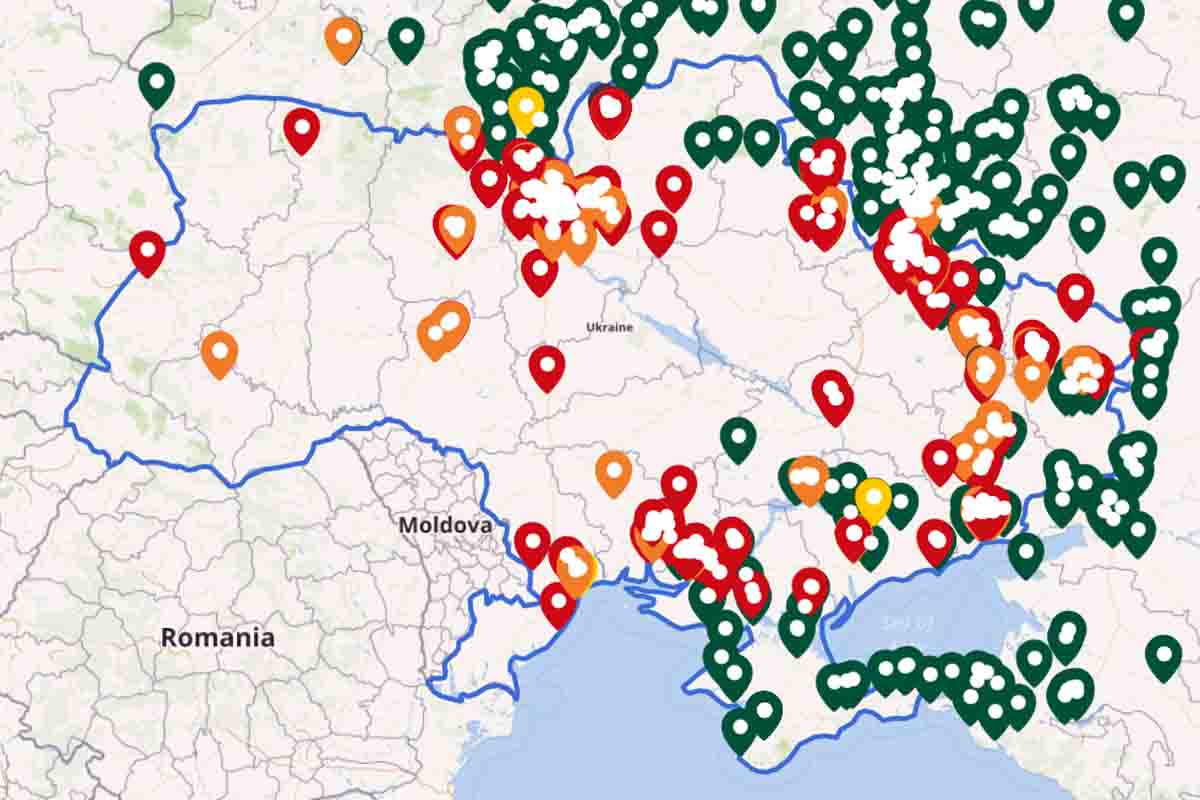 Mapa de eventos geolocalizados en Ucrania del Centro para la Resiliencia de la Información (CIR) / Imgen: CIR