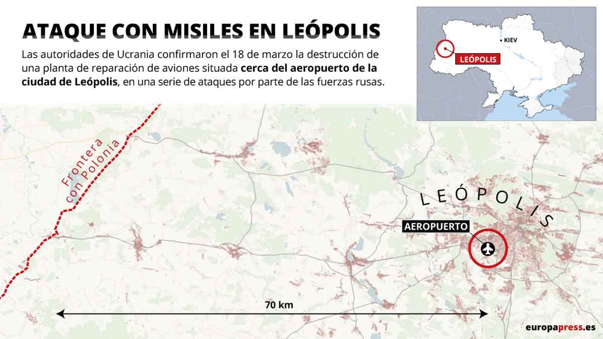 Ataque con misiles en Leópolis / Imagen: EP