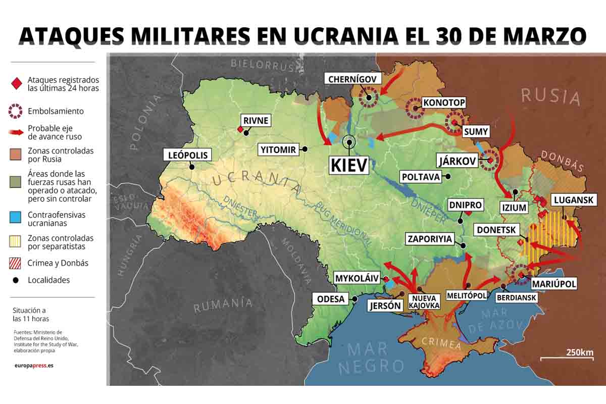 Ataques militares en Ucrania el 30 de marzo / Imagen: EP Ataques militares en Ucrania el 30 de marzo / Imagen: EP