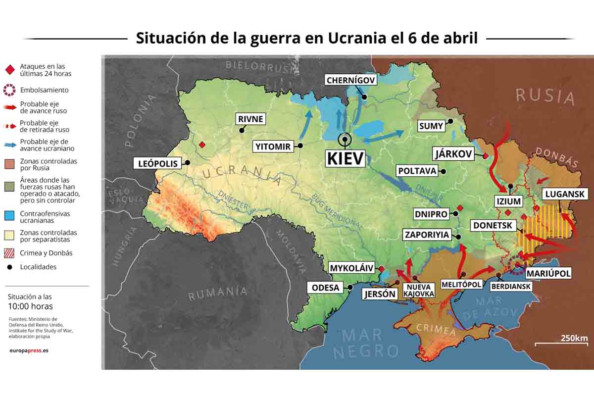 Situación de la guerra en Ucrania el 6 de abril / Foto: EP Situación de la guerra en Ucrania el 6 de abril / Foto: EP