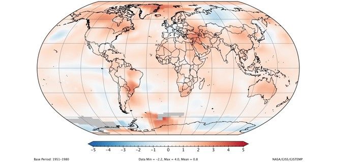 Temperatura media de septiembre del periodo 1951-1980 / Gráfico: GISS