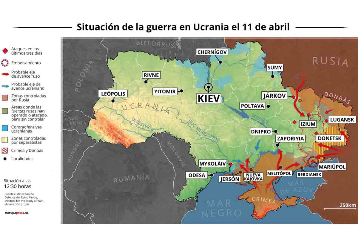 Situación de la guerra en Ucrania el 11 de abril / Foto: EP