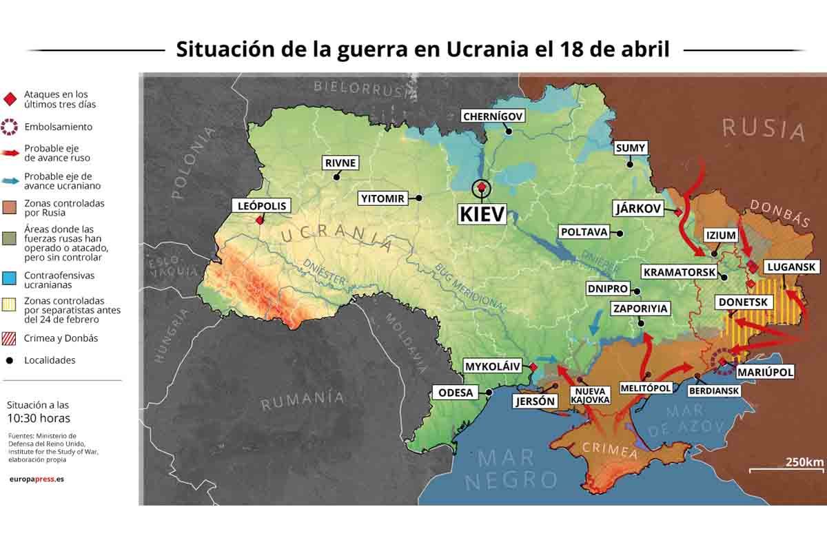 Situación de la guerra en Ucrania el 18 de abril / Foto: EP Situación de la guerra en Ucrania el 18 de abril / Foto: EP