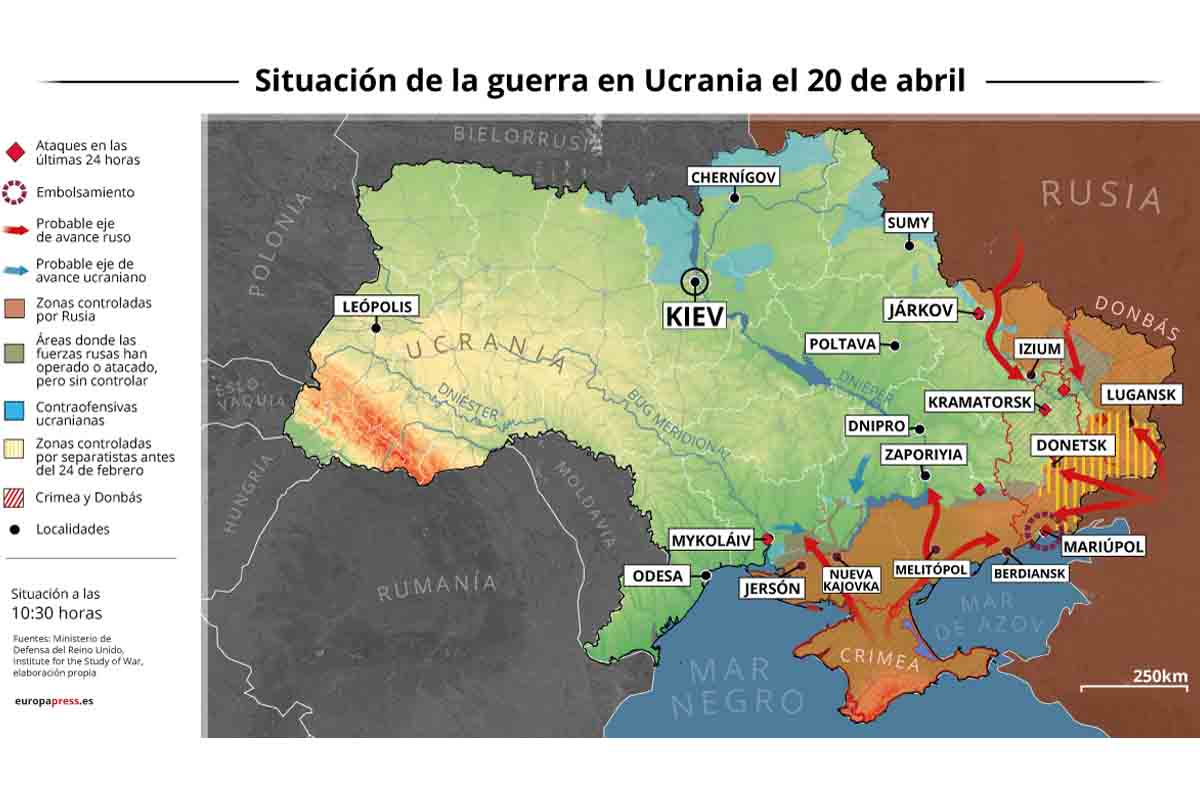 Situación de la guerra en Ucrania el 20 de abril / Foto: EP Situación de la guerra en Ucrania el 20 de abril / Foto: EP