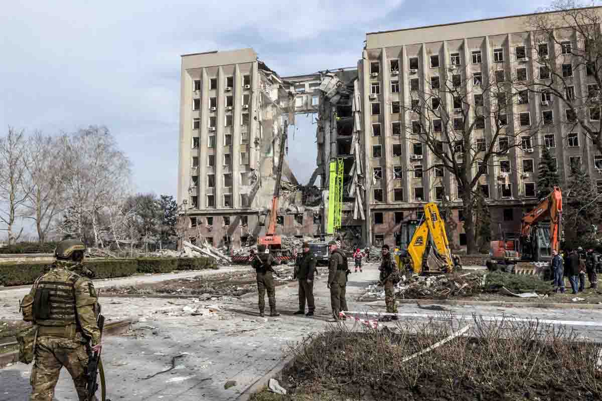 Imagen de archivo de daños en el principal edificio administrativo de la ciudad de Mikolaiv, por la guerra en Ucrania / Foto: EP