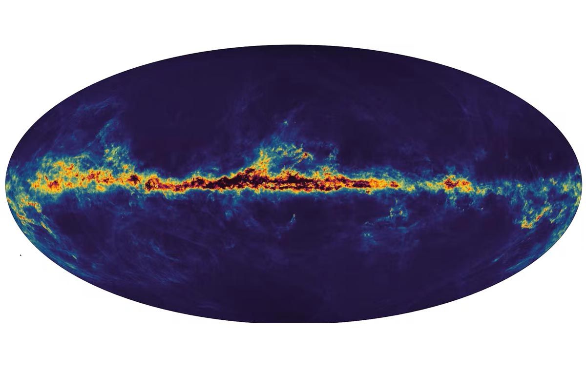 Mapa de la materia que hay entre las estrellas de la Vía Láctea obtenido con el más reciente catálogo de Gaia / Imagen:  ESA - Gaia