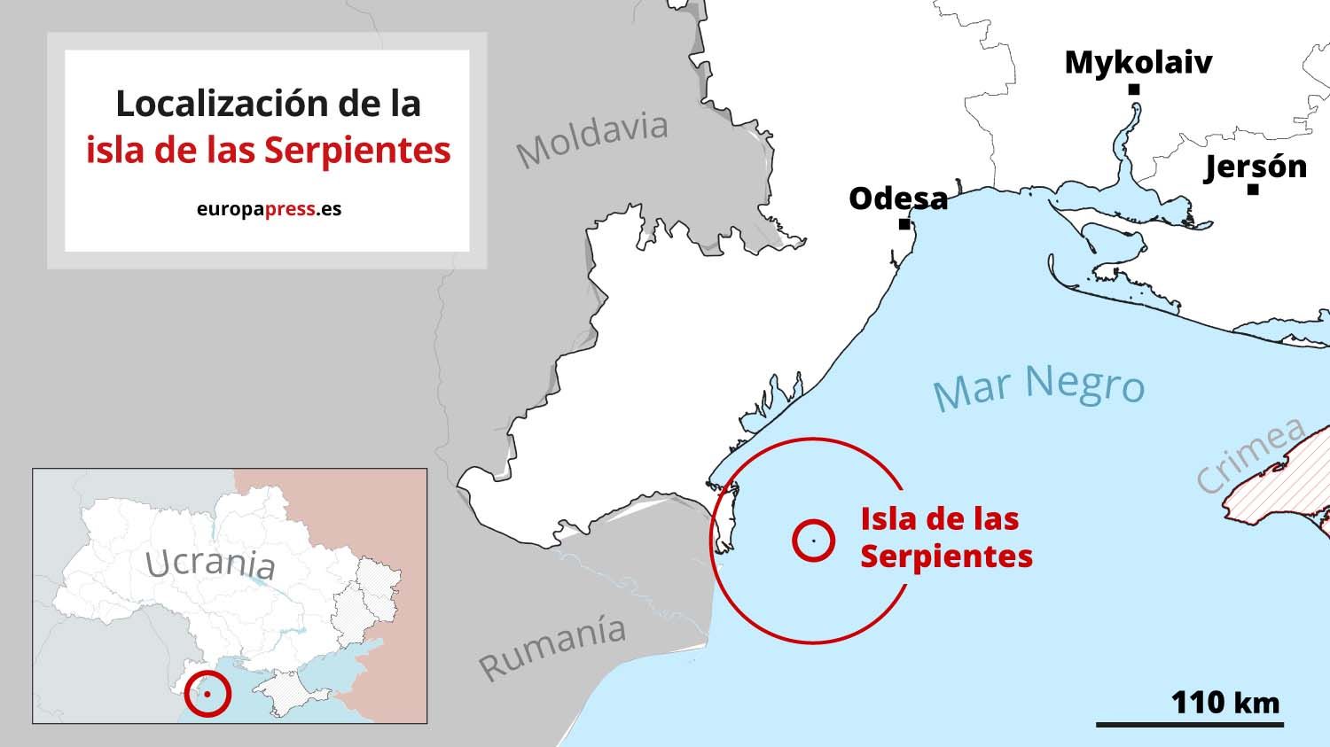 Localización de la isla de las Serpientes / Images: EP Localización de la isla de las Serpientes / Images: EP