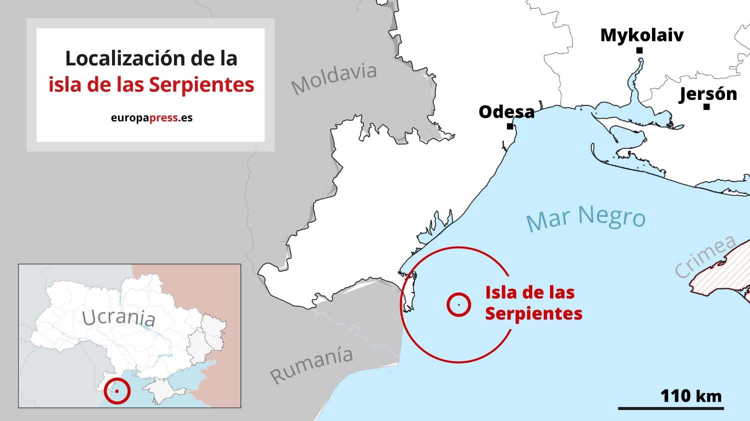 Localización de la isla de las Serpientes / Images: EP