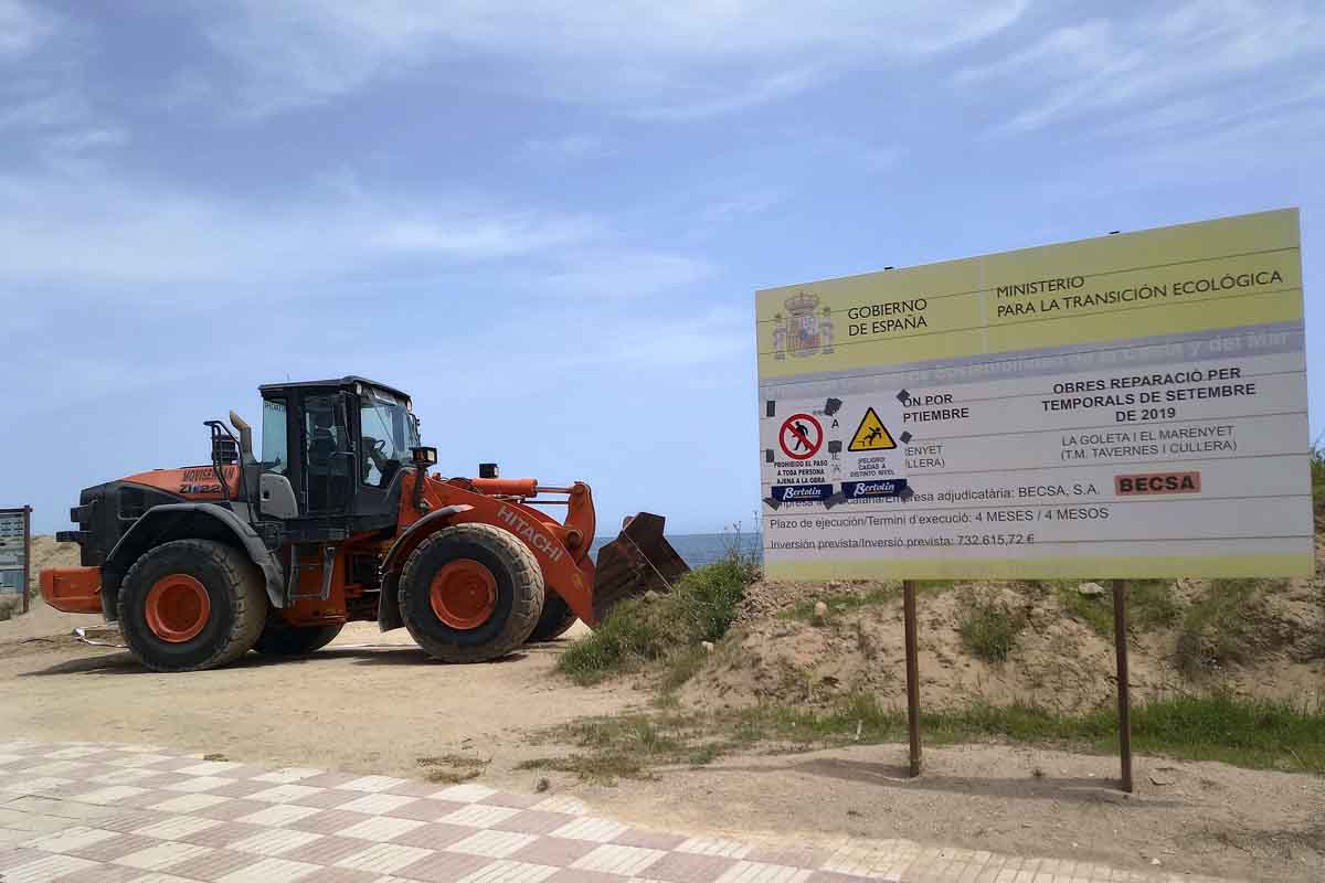 Obras de reparación por el temporal de 2019 en Tavernes de la Valldigna la región de La Safor (Valencia) / Foto: AGP