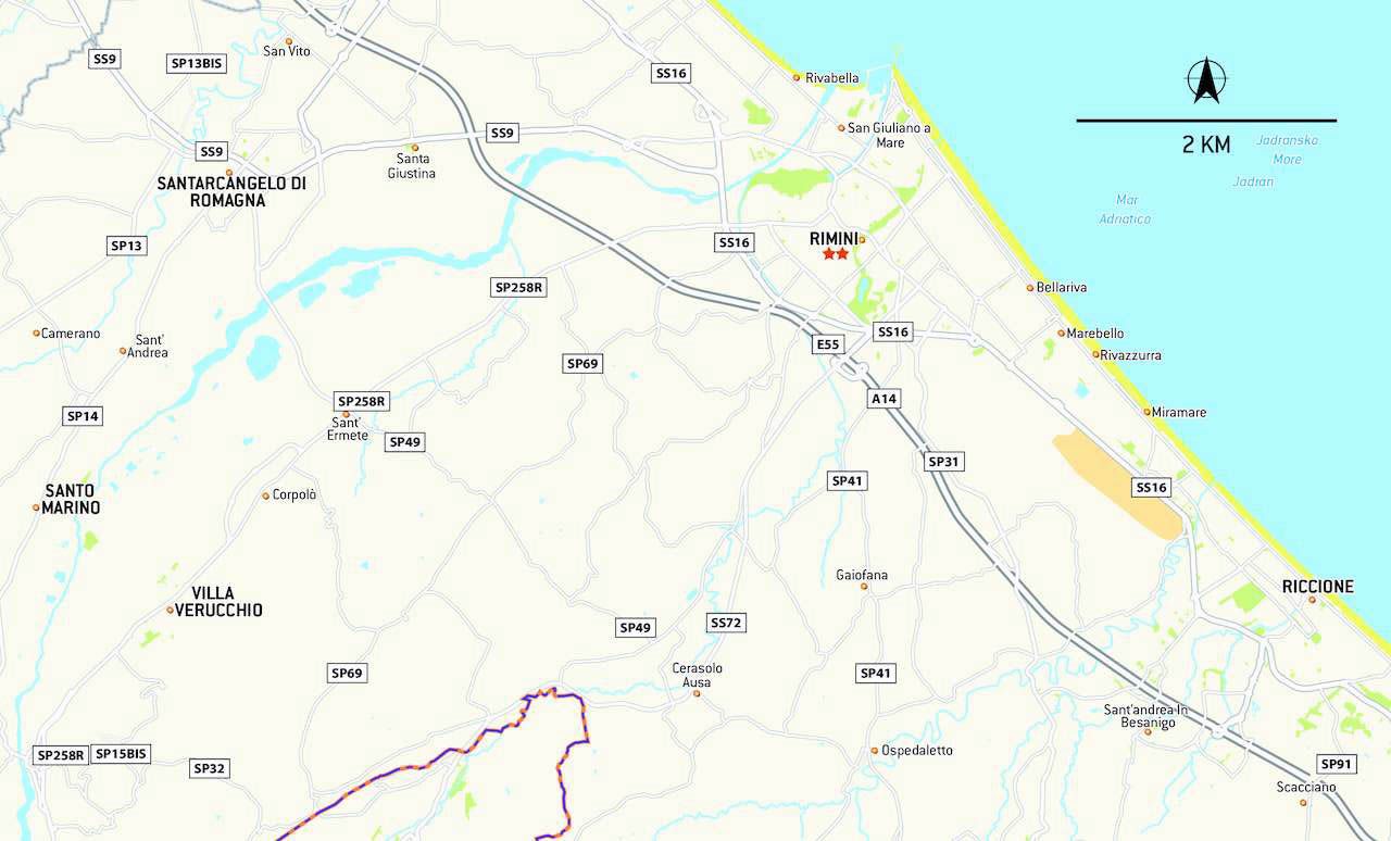 Mapa de la provincia de Rímini, Italia Mapa de la provincia de Rímini, Italia