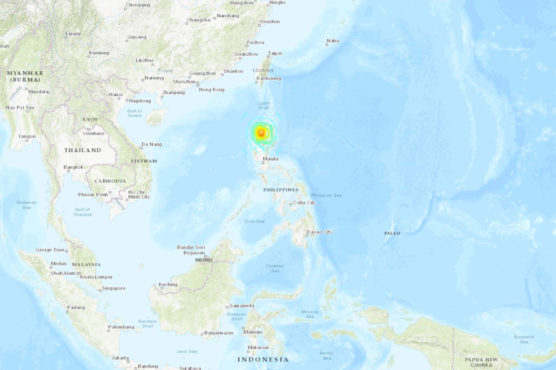 Mapa del terremoto que ha sacudido en el norte de Filipinas / Mapa: Servicio Geológico de EE UU (USGS, por sus siglas en inglés)
