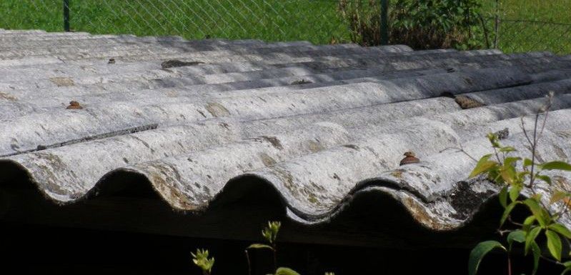 Cubierta de tejas de fibrocemento o asbesto, amianto, conocido popularmente por la marca Uralita / Foto: Wikipedia