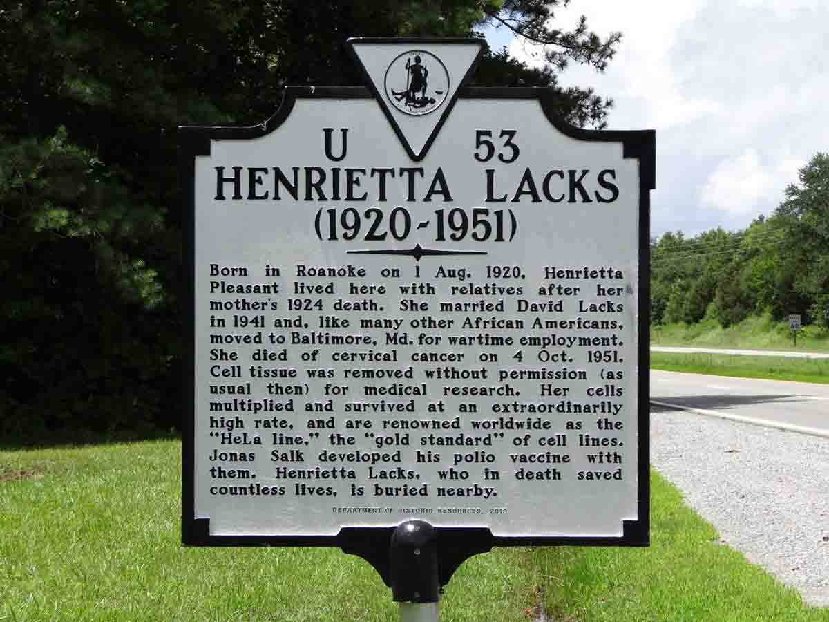 La ‘donación’ involuntaria de células a la ciencia ¿Es ético?. Reconocimiento a Henrietta Lacks en Clover, Virginia (EE UU) / Foto: Wikipedia