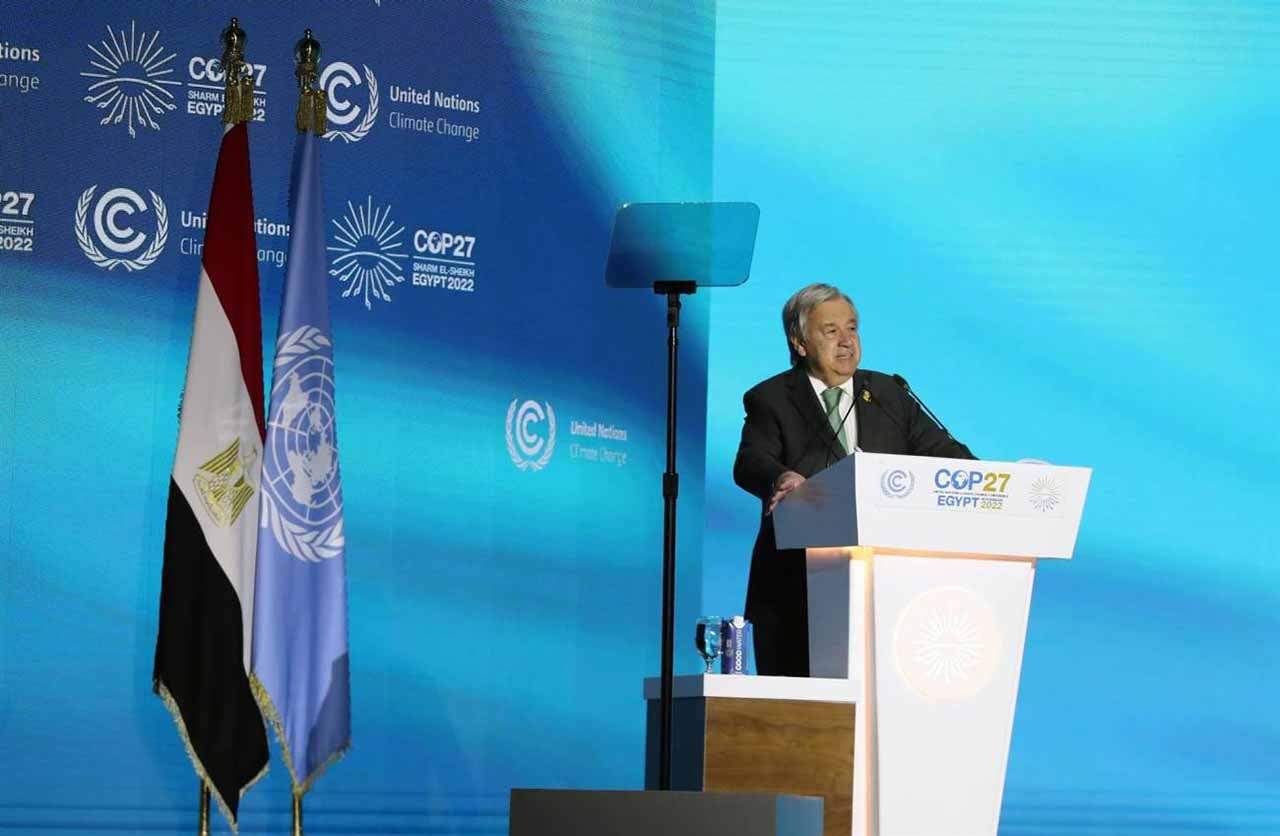 El Secretario General de la ONU, Antonio Guterres, durante la inauguración de la COP27, en Sharm El-Sheikh, en Egipto / EP