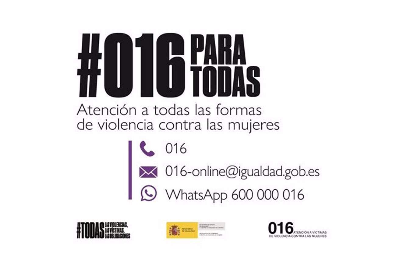 Cartel del 016 contra la violencia de género / Foto: EP