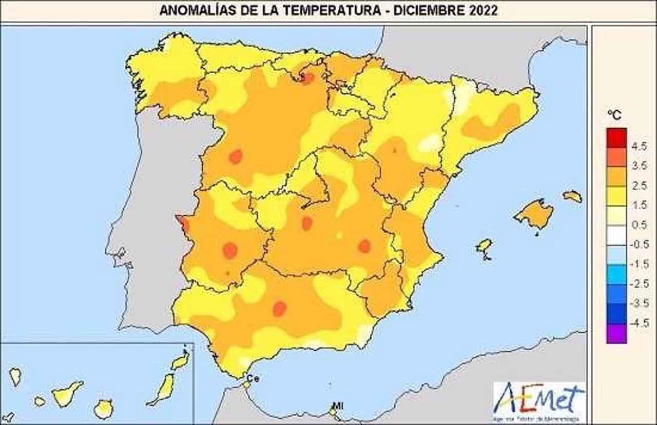 El mes de diciembre de 2022 ha sido extremadamente cálido, el más cálido desde que hay registros / Imagen: EP