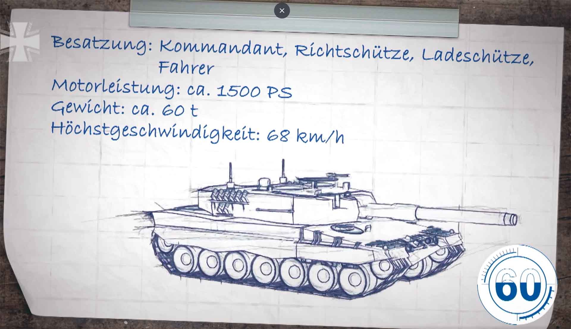 Boceto de un tanque Leopard 2 de fabricación alemana / Imagen: EP
