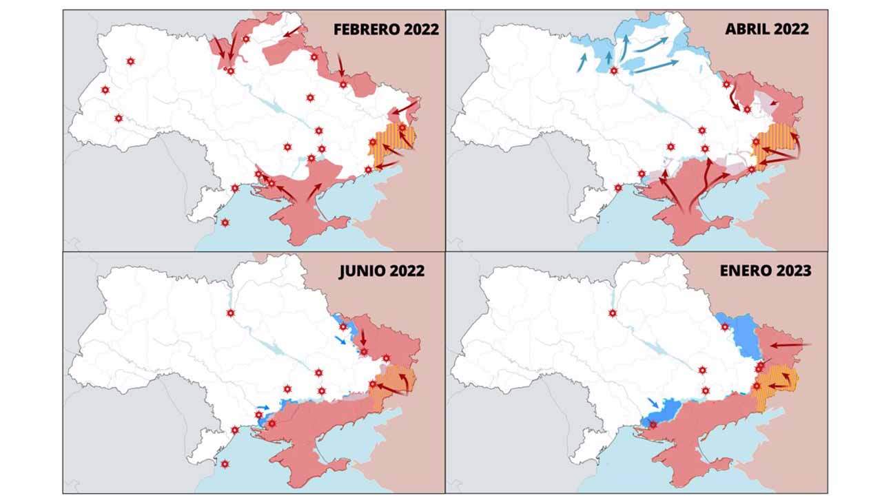 Image of maps of the first year of the war in Ukraine / Maps: EP