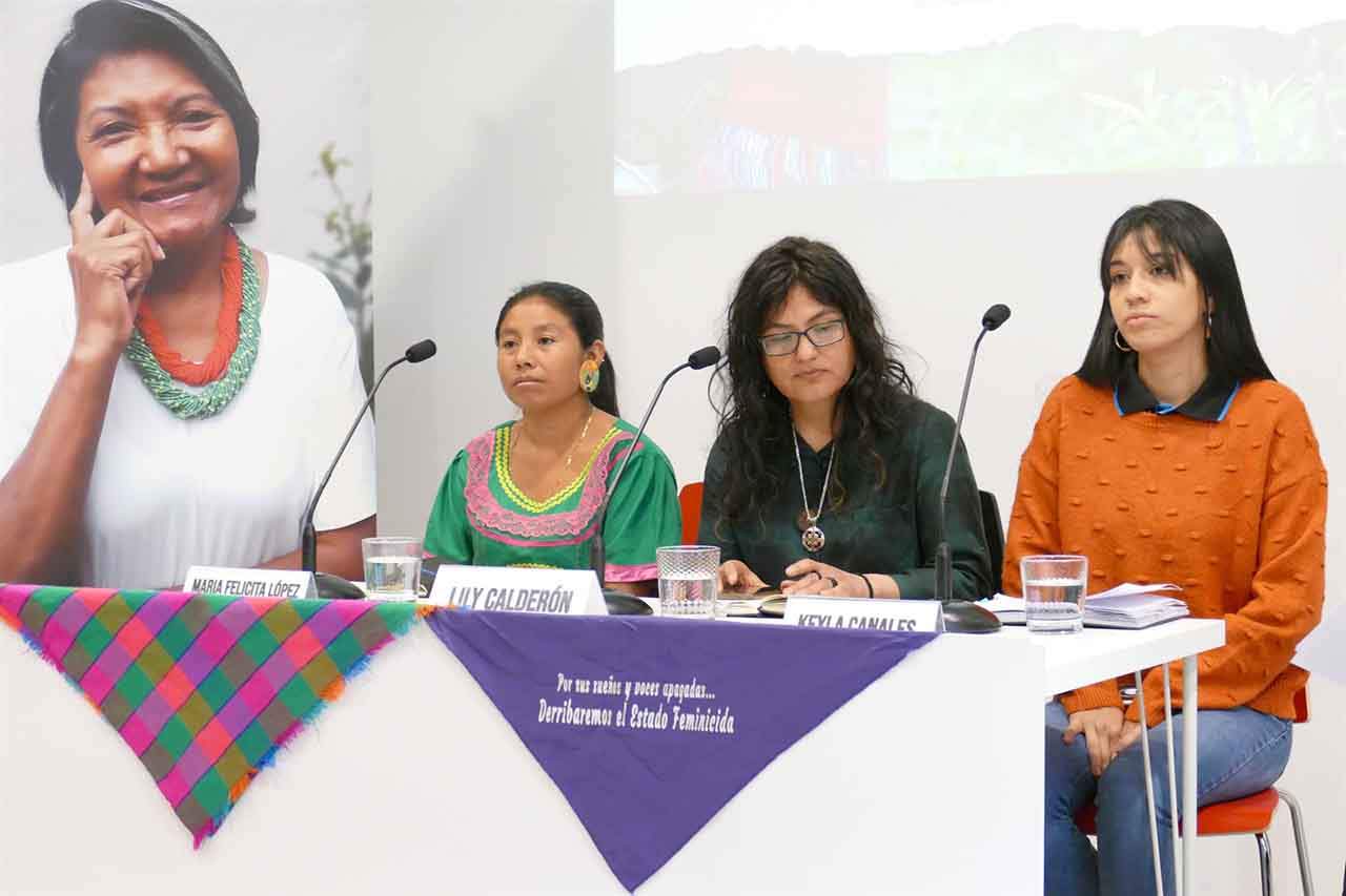 Las tres activistas de los derechos de la mujer y defensa del medio ambiente de izquierda a derecha: Maria Felicita López, Lily Calderón y Keyla Canales / Foto: Entreculturas
