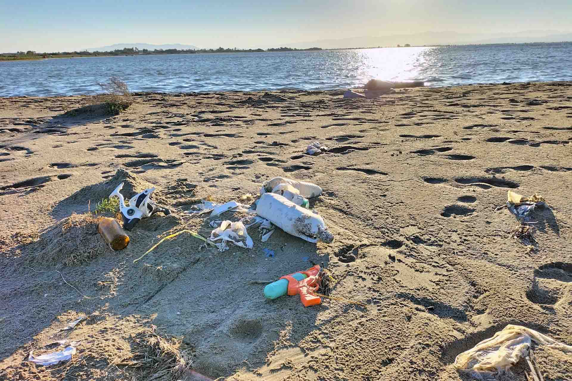Acumulación de residuos plásticos marinos en la Puntera del Galatxo en el Parque Natural del Delta del Ebro en Tarragona (Catalunya) / Foto: FFM - EA