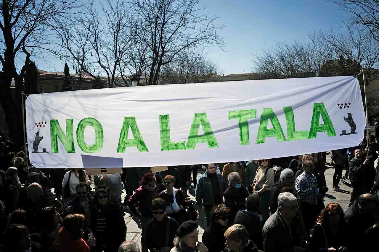 El colectivo vecinal Yo defiendo este árbol contra las falsedades de la tala en Madrid Río / Foto: EP