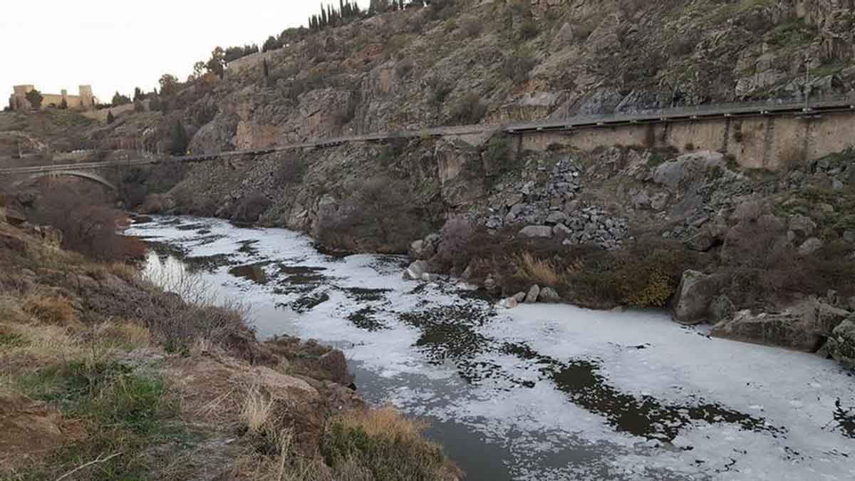 Así de contaminado y mermado baja el Tajo, el río más largo de España / Foto: Plataforma Río Tajo Vivo / Foto: EP