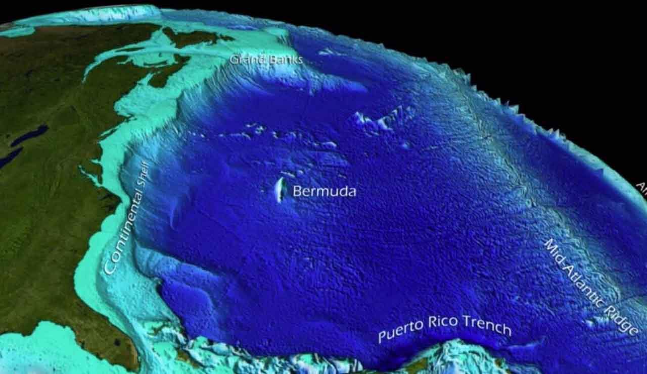 Ola de calor submarina. Visualización de las características batimétricas de la cuenca occidental del Océano Atlántico captada por satélite / Imagen: NOAA