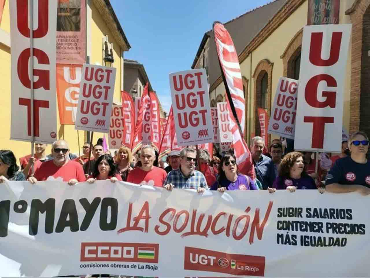 Manifestación de UGT y CCOO por el 1 de mayo de 2022 en Logroño / Foto: Archivo - EP